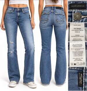 Y2K Silver Jeans Co Suki Straight Jeans Size 29 Medium Wash Low Rise 2000s